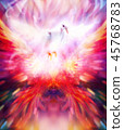 shamanic extatic vision theme with phoenic wings and dove. 45768783