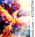 Flying phoenix bird as symbol of rebirth and new beginning. Fractal effect. 45768794