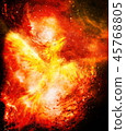 Flying phoenix bird as symbol of rebirth and new beginning in cosmic space. 45768805