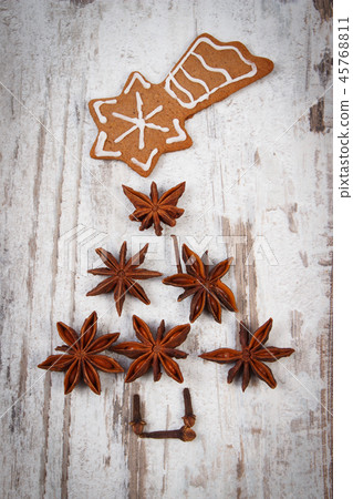 Christmas tree shape made of anise 45768811