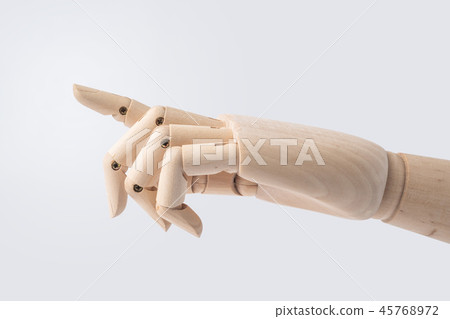 wooden hand with start posture isolated on white wooden hand with start posture isolated on white 45768972