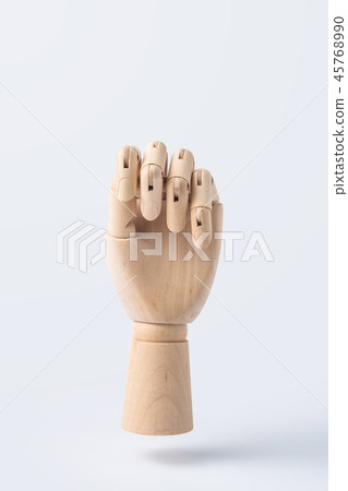 wooden raise hand with fist posture 45768990