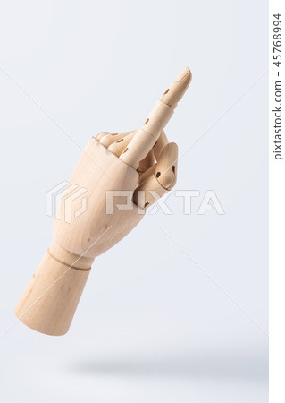 wooden hand with number 1 posture wooden hand with number 1 posture 45768994