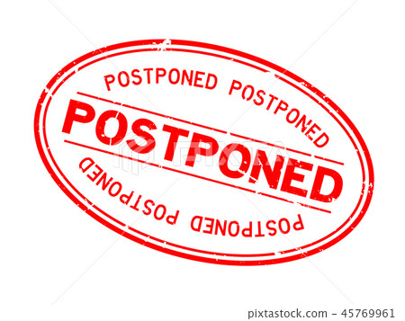 Grunge red postponed word oval rubber seal stamp 45769961