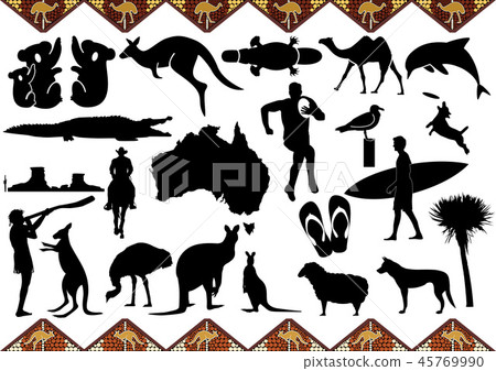 Australia travel icons, Vector 45769990