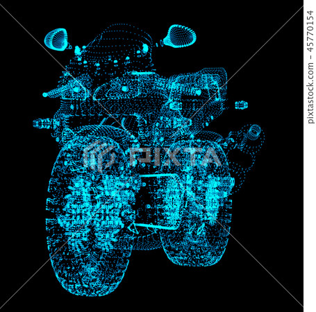 Motorcycle. Motorbike consists dots on a black background. 45770154