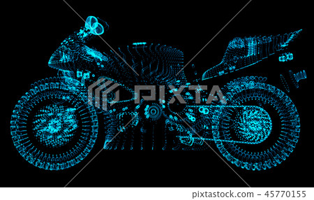 Motorcycle. Motorbike consists dots on a black background. Motorcycle. Motorbike consists dots on a black background. 45770155