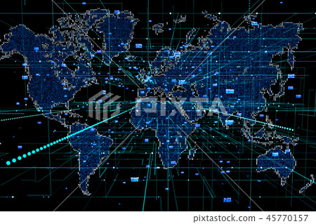 Dotted world map background. Global network connection 45770157