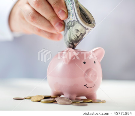piggy bank with money 45771894