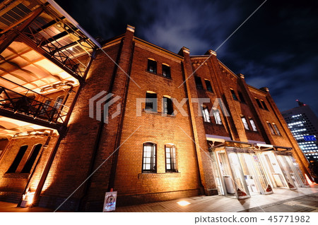 Yokohama red brick warehouse night view city night view 45771982