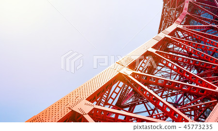 looking up view of tokyo tower in tokyo, japan 45773235