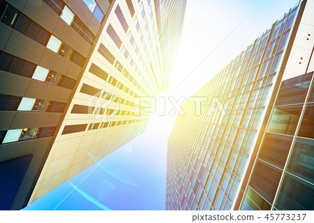 looking up view of city skyline in saitama, japan 45773237