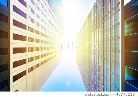 looking up view of city skyline in saitama, japan 45773238