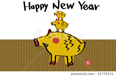 New Year's card 亥 parent and child happy new year New Year's card 亥 parent and child happy new year 45774353