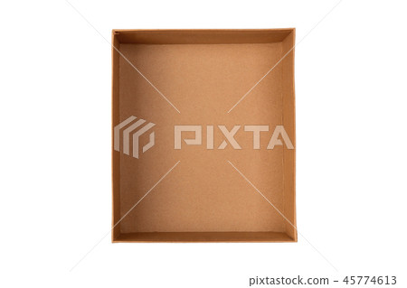 Opened brown blank cardboard box isolated Opened brown blank cardboard box isolated 45774613