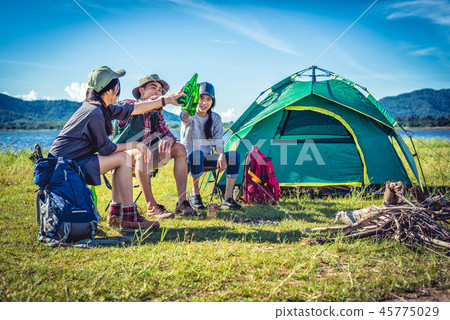 Group of young Asian friend enjoy picnic and party Group of young Asian friend enjoy picnic and party 45775029