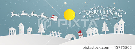 Merry Christmas snowy town day and happy new year 45775803