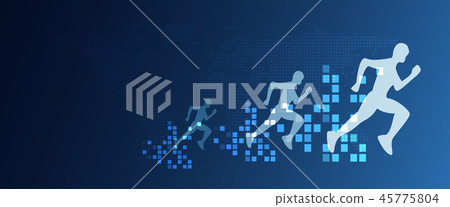Digital transformation abstract running people Digital transformation abstract running people 45775804