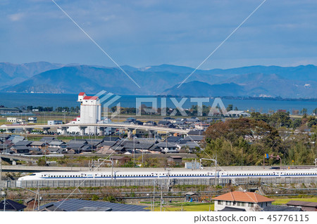 Tokaido Shinkansen N700 series and Lake Biwa shot 45776115