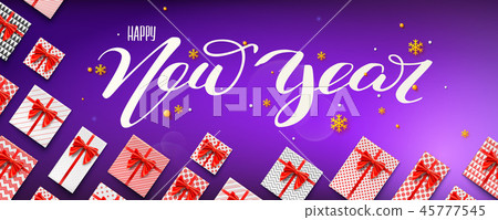 Calligraphic handwritten lettering Happy New Year Calligraphic handwritten lettering Happy New Year 45777545