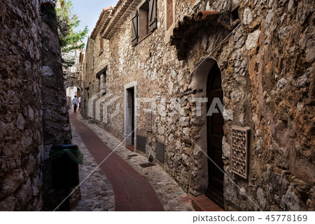 Narrow Alley in Eze Village in France 45778169