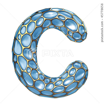 Golden shining metallic 3D with blue glass symbol capital letter C - uppercase isolated on white Golden shining metallic 3D with blue glass symbol capital letter C - uppercase isolated on white 45778658