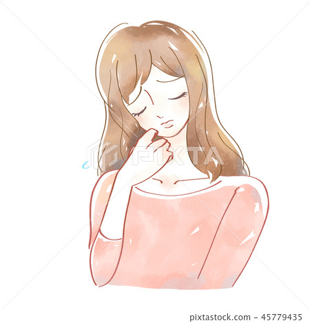 懊惱的女人插圖水彩 懊惱的女人插圖水彩 45779435