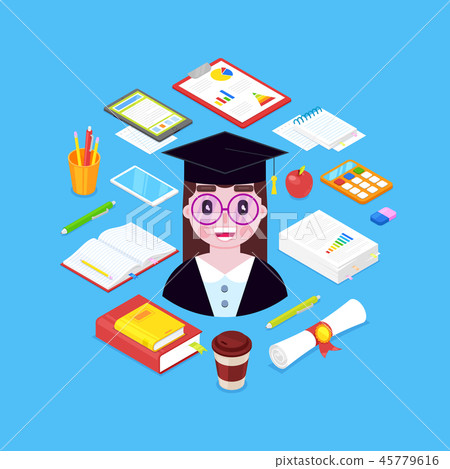 girl and stationary 45779616