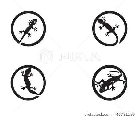 Lizard Chameleon Gecko Silhouette black vector Lizard Chameleon Gecko Silhouette black vector 45781156