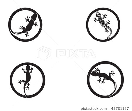 Lizard Chameleon Gecko Silhouette black vector Lizard Chameleon Gecko Silhouette black vector 45781157