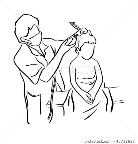 little kid getting haircut at kids barbershop little kid getting haircut at kids barbershop 45781688