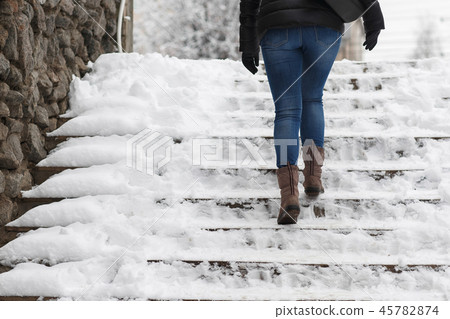 stairs in the snow 45782874