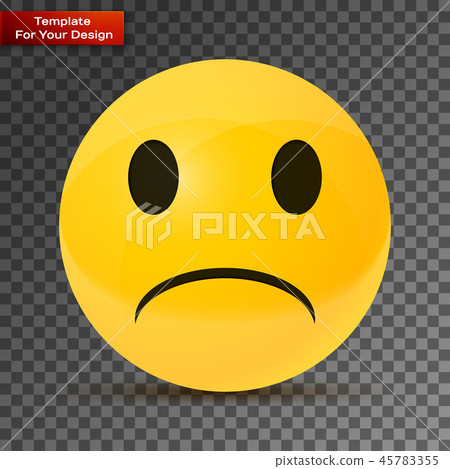 Yellow sad face On transparent Background Yellow sad face On transparent Background 45783355