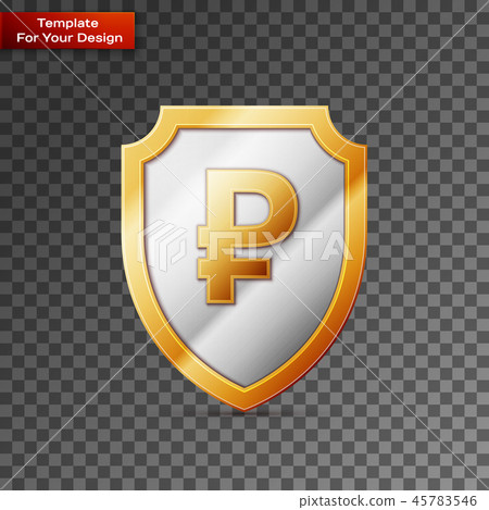 Shield with RUB sign On transparent Background Shield with RUB sign On transparent Background 45783546