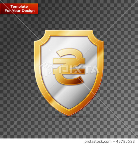 Shield with Hryvnia sign On transparent Background Shield with Hryvnia sign On transparent Background 45783558