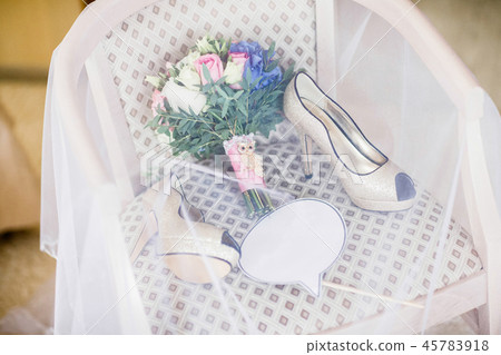 Wedding shoes and bouquet Wedding shoes and bouquet 45783918