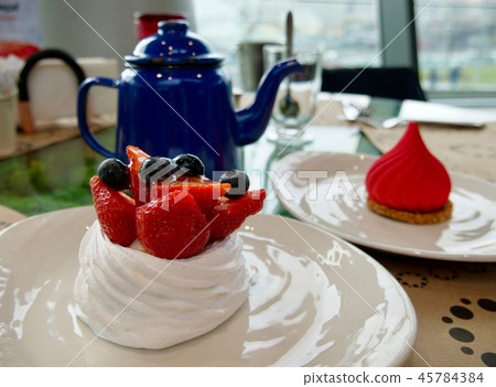 Russian traditional tea dessert berry cake 45784384