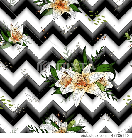 Seamless Pattern With Image Tiger Lily Flowers Stock Illustration 45786160 Pixta