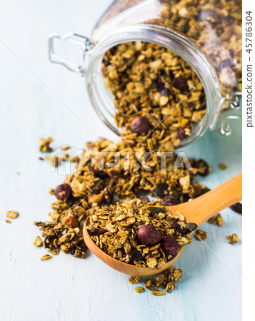 Matcha green tea granola with nuts and seeds 45786304