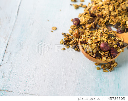 Matcha green tea granola with nuts and seeds 45786305