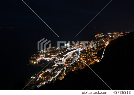 Aerial view of Dubrovnik city by night. 45786518