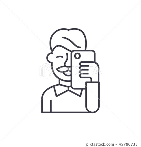 Selfies line icon concept. Selfies vector linear illustration, symbol, sign Selfies line icon concept. Selfies vector linear illustration, symbol, sign 45786733