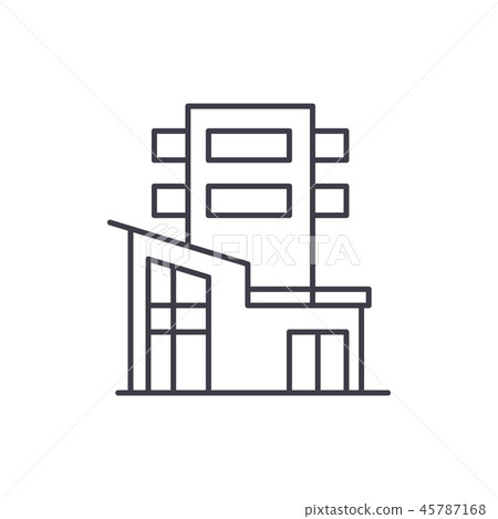 Office building line icon concept. Office... - Stock Illustration  [45787168] - PIXTA