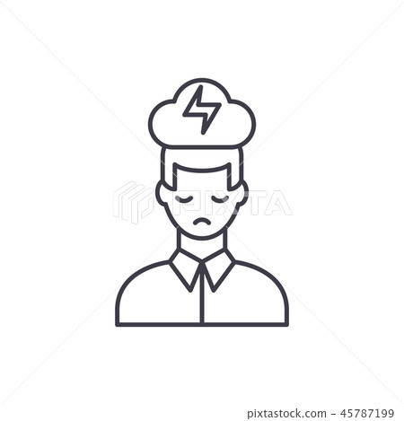 Nervous breakdown line icon concept. Nervous breakdown vector linear illustration, symbol, sign 45787199