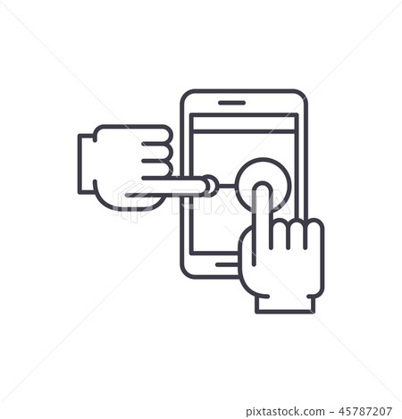 Multi touch line icon concept. Multi touch vector linear illustration, symbol, sign 45787207