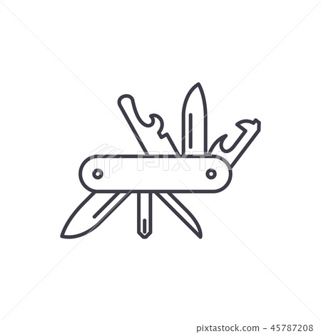 Multi knife line icon concept. Multi knife vector linear illustration, sign, symbol Multi knife line icon concept. Multi knife vector linear illustration, sign, symbol 45787208