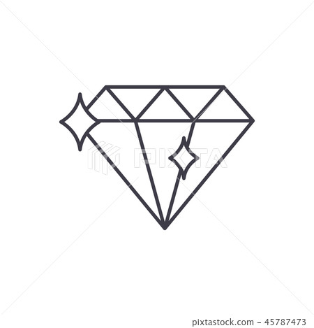 Diamond line icon concept. Diamond vector linear illustration, symbol, sign Diamond line icon concept. Diamond vector linear illustration, symbol, sign 45787473
