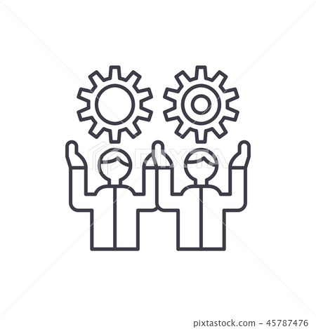 Development team line icon concept. Development team vector linear illustration, symbol, sign 45787476