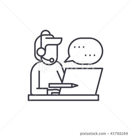 Client support  line icon concept. Client support  vector linear illustration, symbol, sign 45788269