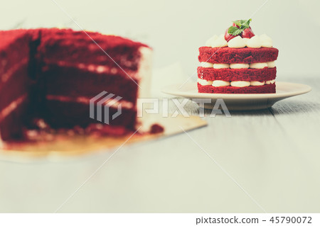Red velvet cake close up shop. Red velvet cake close up shop. 45790072